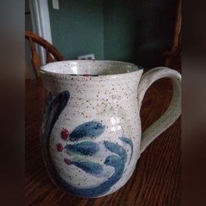 Large Stoneware Speckled Coffee Mug Hand Painted
